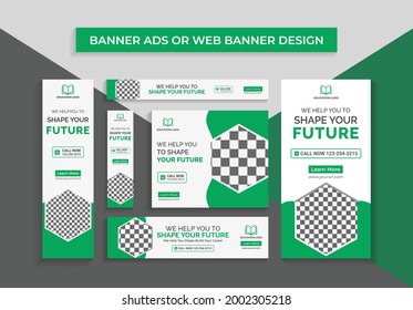 Publicidad creativa para admisión en escuelas verdes o diseño de banners web	