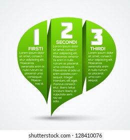 Creative green speech bubble with progress numbers and place for your text. Vector illustration.