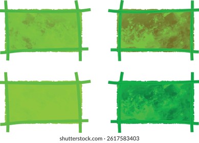 creative green square brush strokes outline text box set