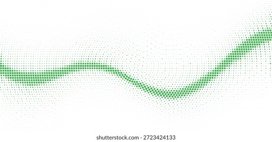 Patrón de onda punteada semitono cuadrado verde creativo sobre fondo blanco Ilustración vectorial