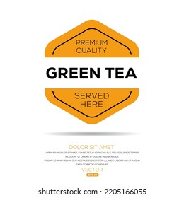Creative (Green tea) drink, Green tea sticker, vector illustration.