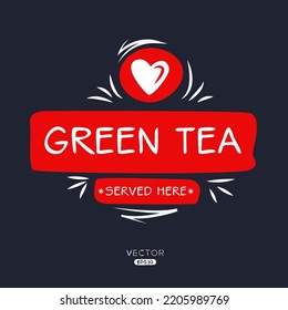 Bebida creativa (té verde), pegatina de té verde, ilustración vectorial.