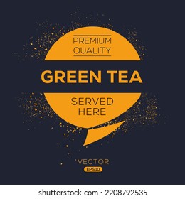 Creative (Green tea) drink, Green tea sticker, vector illustration.