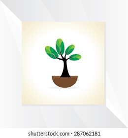 creative green tree with earth vector illustration