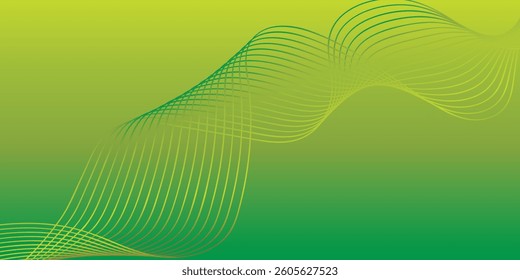 Creative green Wave Lines Design elements. Wave of many glittering lines isolated on white background. Suitable for website.