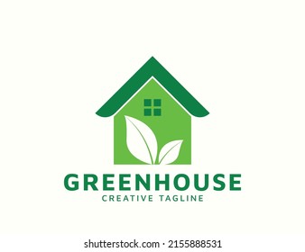 Creative greenhouse concept logo design template