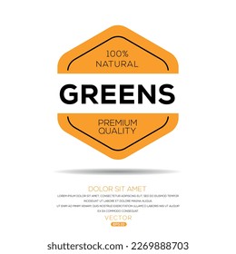 Creative (Greens), Greens label, vector illustration.