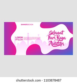creative greeting card or banner design with calligraphy of selamat hari raya aidil fitri, malay or indonesian words translation.