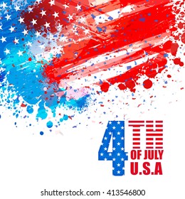 Creative greeting card decorated with American Flag colors abstract design for 4th of July, Independence Day celebration.