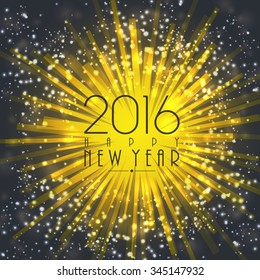 Kreative Grußkarte mit glänzendem goldenem abstraktem Design für Happy New Year 2016.