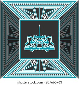Creative greeting card design decorated with beautiful floral pattern and Arabic Islamic calligraphy of text Eid Mubarak for Muslim community, festival celebration.
