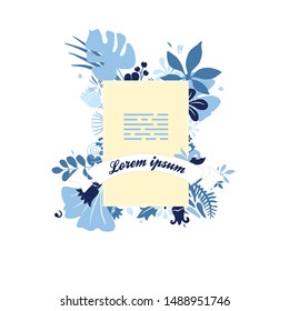 creative greeting card design template with lable and place for text, rich ornated with stylised flowers and plants