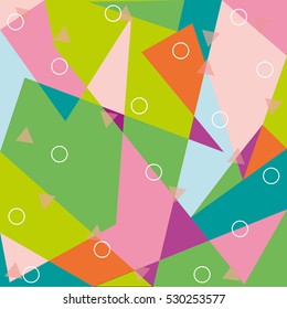 Creative greeting card with frame in the Memphis style. Modern design.  Design for a poster, postcards, invitations, notebooks, notebook covers. Vector