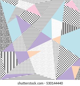 Creative greeting card in Memphis style. Modern design. Designs for cards, posters, invitations, clothing. Vector