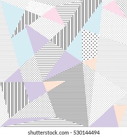 Creative greeting card in Memphis style. Modern design. Designs for cards, posters, invitations, clothing. Vector
