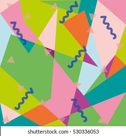 Creative greeting card in Memphis style. Modern design. Designs for cards, posters, invitations, clothing. Vector