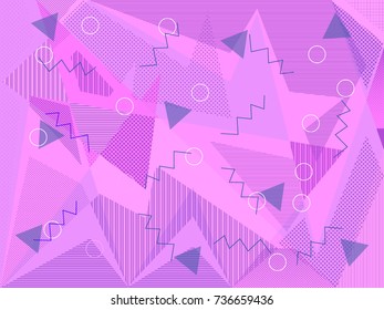 Creative greeting card in Memphis style. Modern design. Hipster style background.  Designs for cards, posters, invitations, clothing. Vector