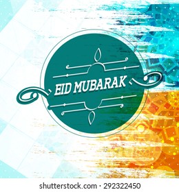 Creative greeting card with stylish text Eid Mubarak on abstract floral design decorated background for Muslim community festival celebration.