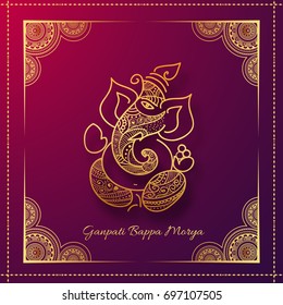 Creative Greeting Card,Poster Or Banner For Hindu Festival Ganesh Chaturthi Celebration Or Shubh Deepawali.