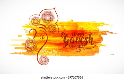 Creative Greeting Card,Poster Or Banner For Hindu Festival Ganesh Chaturthi Celebration Or Shubh Deepawali.
