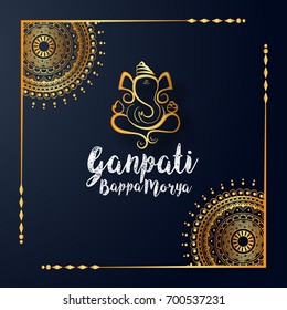 Cartão de saudação criativo, cartaz ou bandeira para celebração Hindu Festival Ganesh Chaturthi ou Shubh Deepawali.