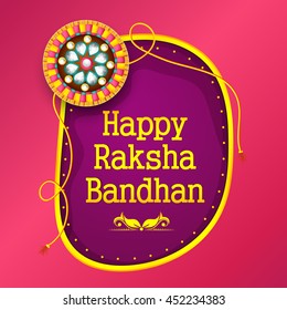 Creative greeting card,poster or banner for indian festival of raksha bandhan celebration with shiny decorated rakhi band.