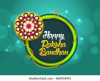 Creative greeting card,poster or banner for indian festival of raksha bandhan celebration with shiny decorated rakhi band.