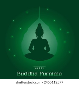 Diseño de saludo creativo con imagen de Buda Gautama meditando con ocasión del cumpleaños del Señor Buda.