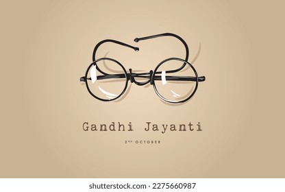 Creative greeting for Gandhi Jayanti with the illustration of Gandhi's famous spectacles.