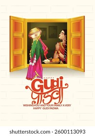 Creative Greeting of(marathi new year)Gudi Padwa celebration of India.