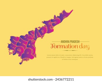 creative greetings for the Indian state of Andhra Pradesh formation day  celebration with Map and floral design elements.