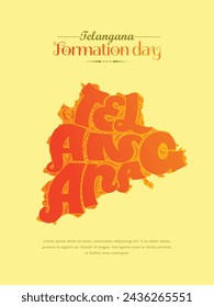 creative greetings for the Indian state of Telangana formation day  celebration with Map and floral design elements.