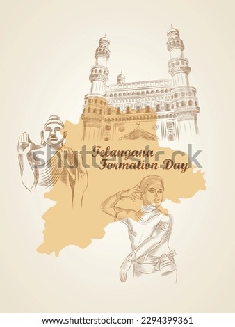 creative greetings for the Indian state of Telangana formation day  celebration with illustration.