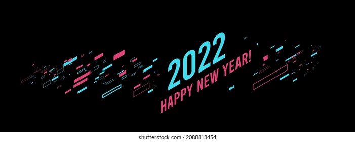 Creative greetings for the new year 2022. Vector illustration on black background