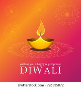 Creative greetings vector illustration for indian festival diwali celebrations. Can be used for advertisement, poster, banner and backgrounds. (Translation - Happy Diwali)