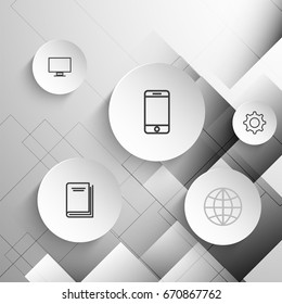 Fondo geométrico creativo gris abstracto con símbolos web.