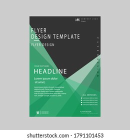 Creative grey and green colour flyer template design 
