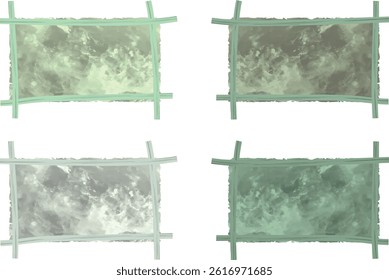 creative grey green square brush strokes outline text box set