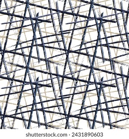 Creative grid pattern in diagonal, doodle, universal, seamless vector background.