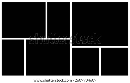 Creative grid photo collage mockup template. Abstract picture album for mood board and portfolio presentation. Wall gallery layout design for presentation, poster, web, banner, photo wall template.