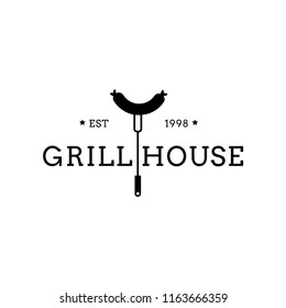 Creative Grill Restaurant Concept Logo Design Template