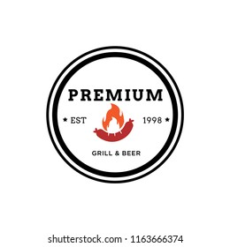 Creative Grill Restaurant Concept Logo Design Template