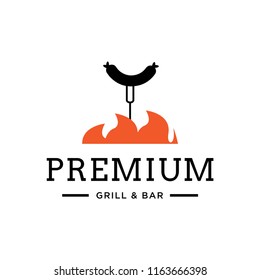 Creative Grill Restaurant Concept Logo Design Template