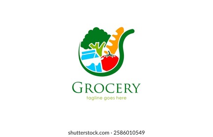 Creative Grocery Shopping Logo Design. Logo Concept for Brand, Business, Retail, Shop, Commerce, Store, Supermarket, and Many More.