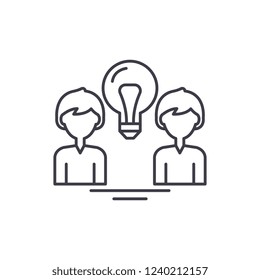 Creative group line icon concept. Creative group vector linear illustration, symbol, sign