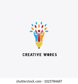 Creative Group of People Pencil Logo Sign Symbol Icon
