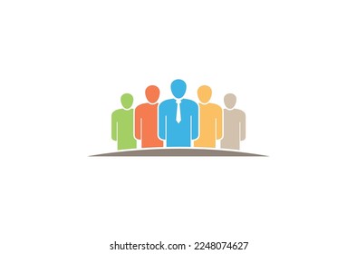 creative group of people team work crowd connection abstract characters logo vector sign symbol illustration
