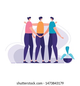 Creative Group putting hand together vector illustration