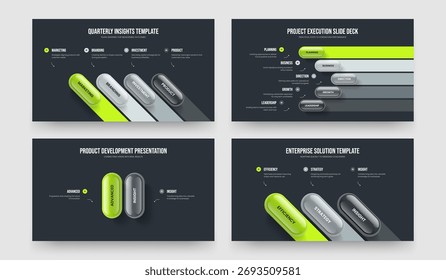 Creative Growth 4 5 2 3 Element Diagram Presentation Template Bundle. Project Strategy Four Five Two Three Option Infographic Slide Design Vector Illustration Collection.