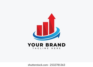 creative Growth chart bar graph with arrow symbol, Increase, bank profit, grow up arrow finance business logo design element